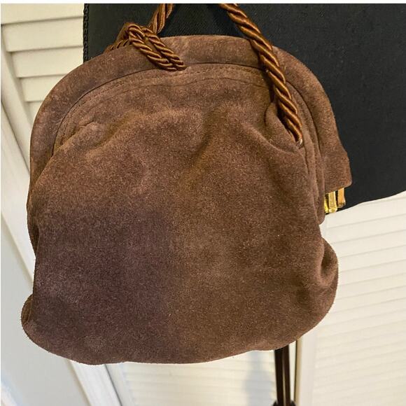 BRIZZOLARI Brown SUEDE Leather‎ CROSSBODY Tassel Purse Made in Italy - Picture 3 of 10